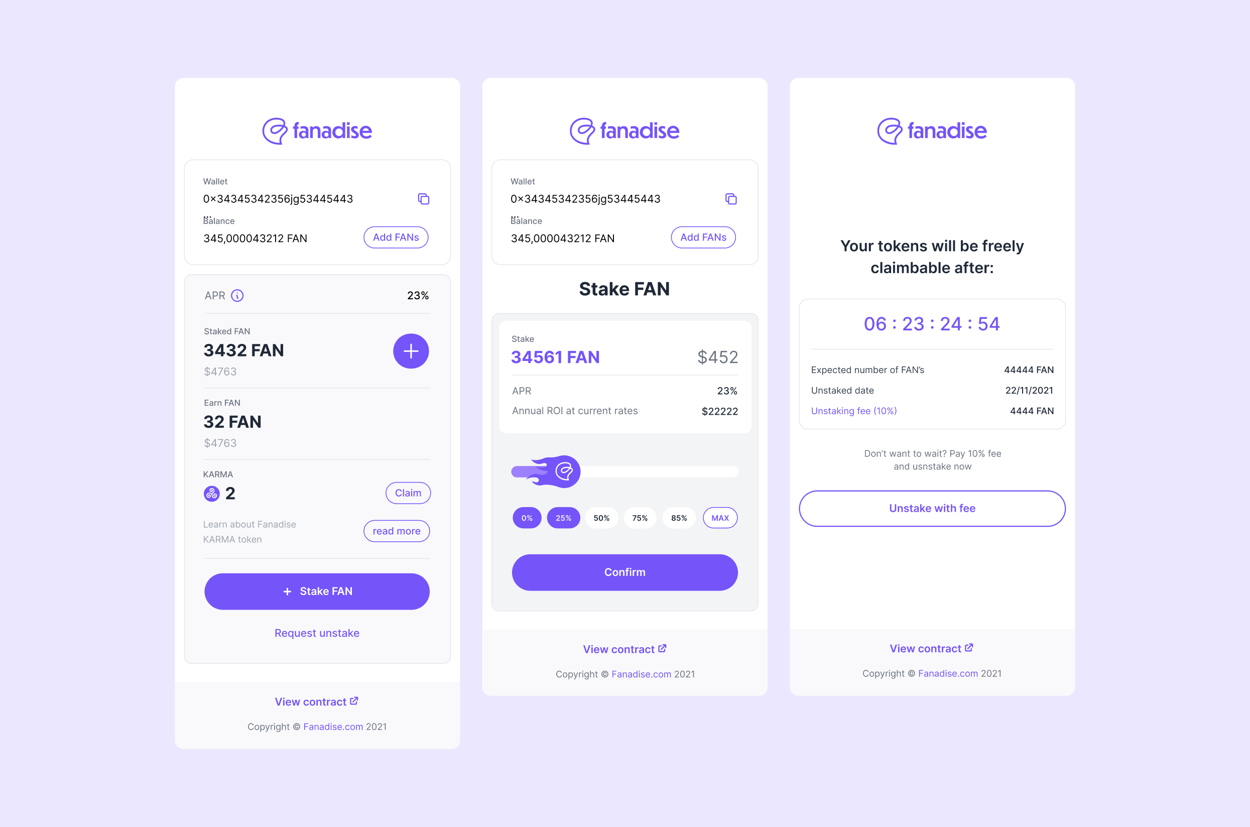 Preview of Stake / Migrate Tokens App