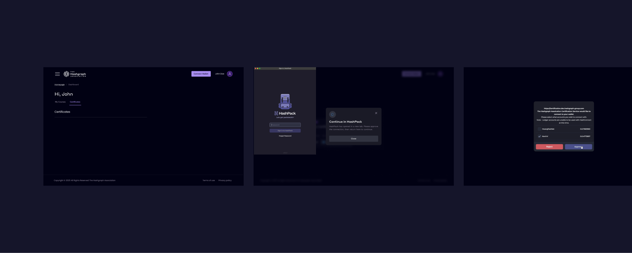 Wallet connection process in LMS