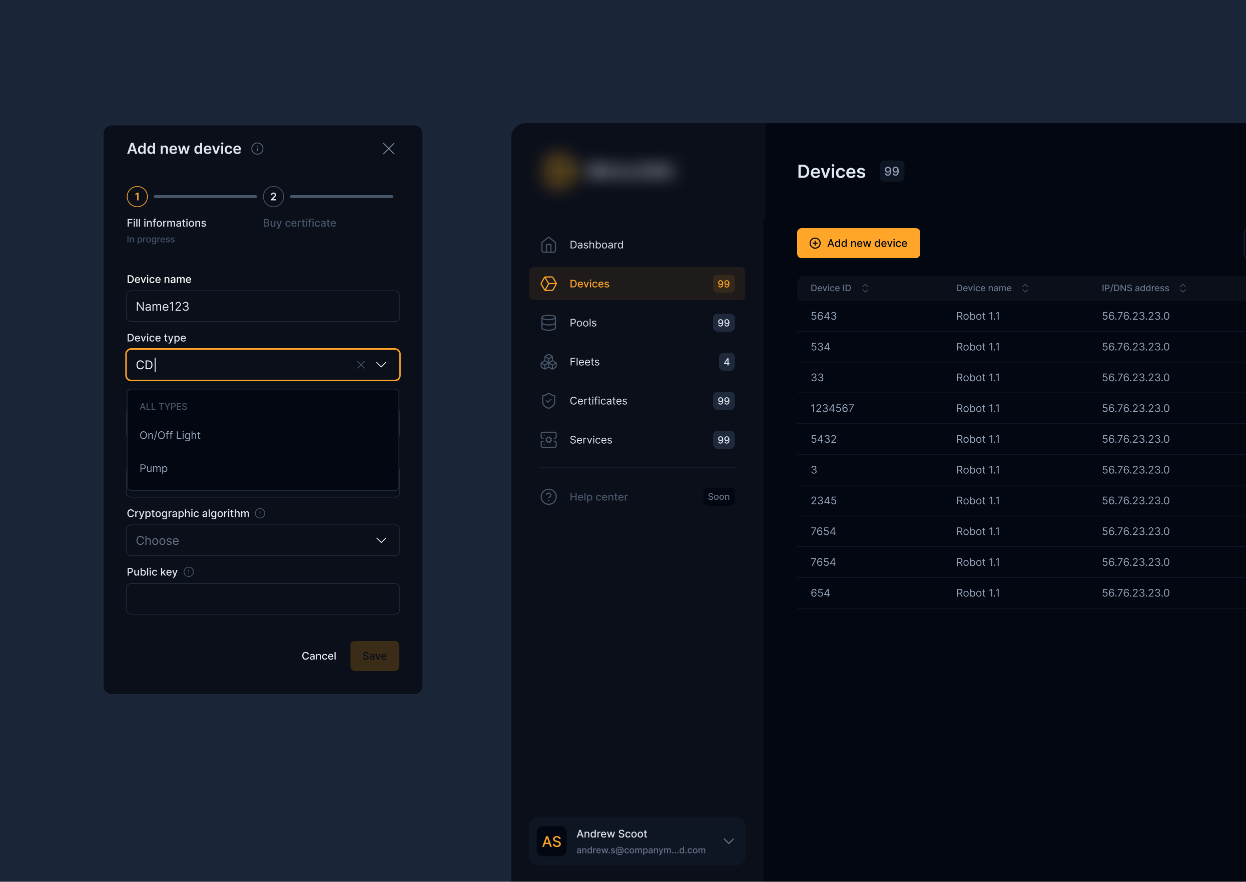 UX flow board for the certificate purchase process