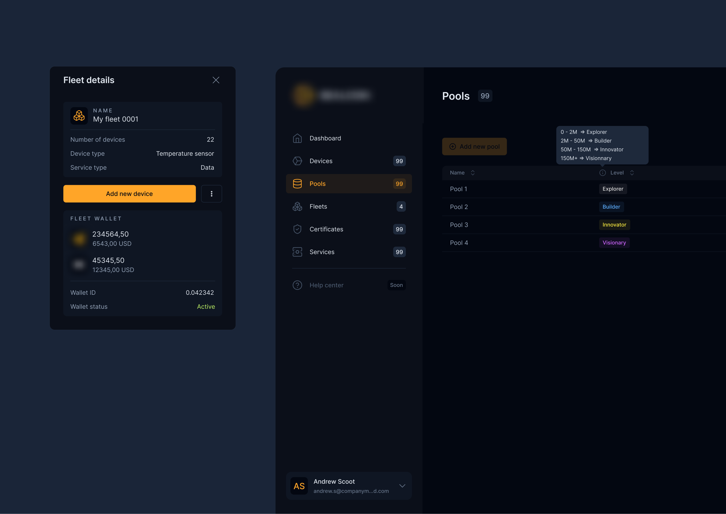 Fleets view - screen 1