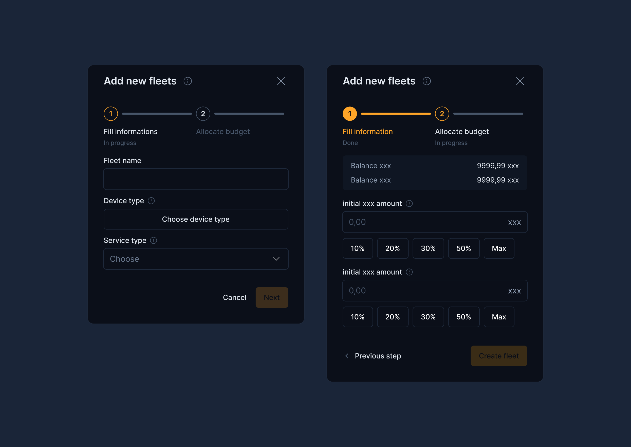 Fleets view - screen 2